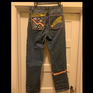 Space painted jeans size 8
